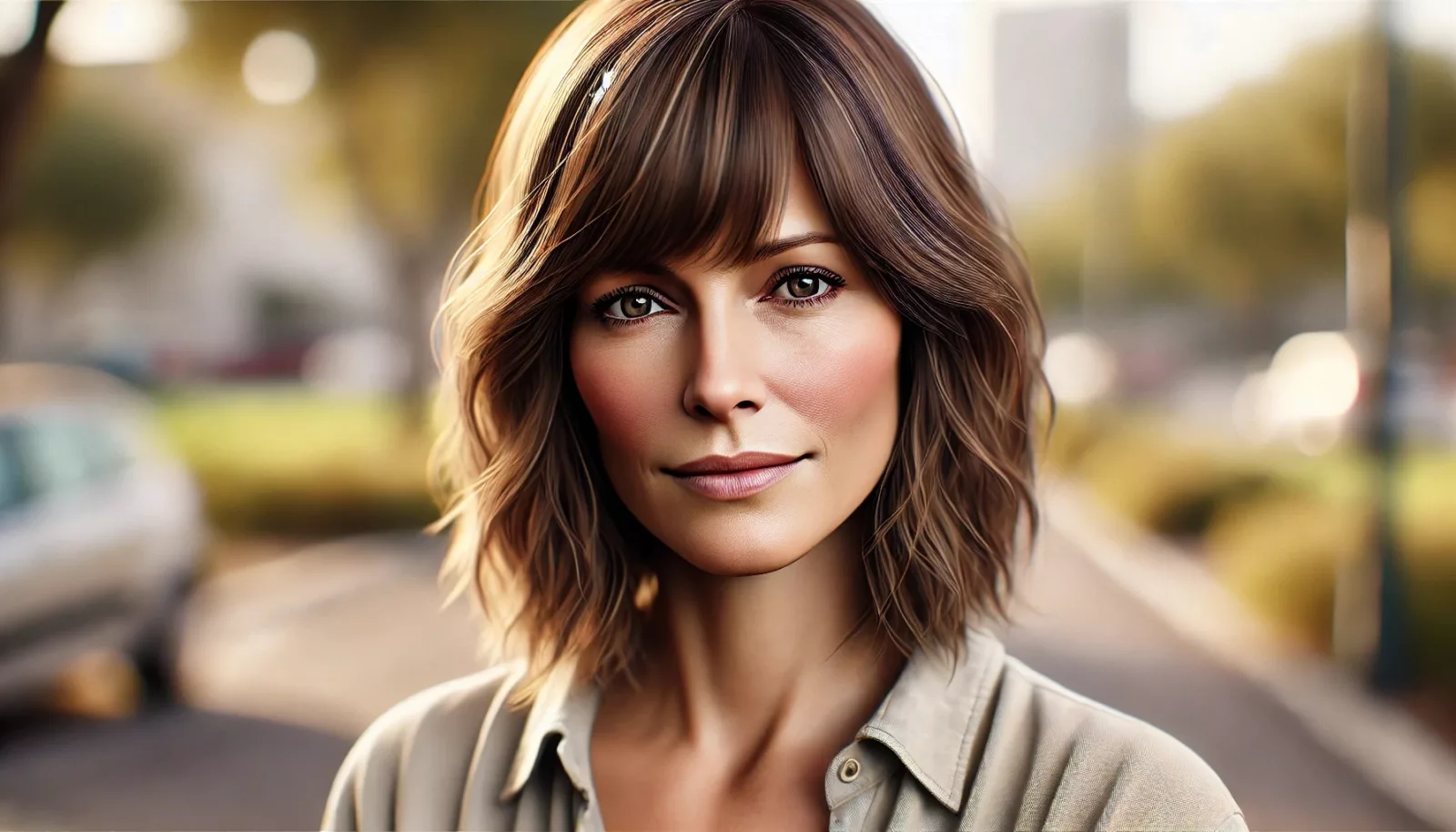 coupe cheveux mi-longue dégradée effilée avec frange