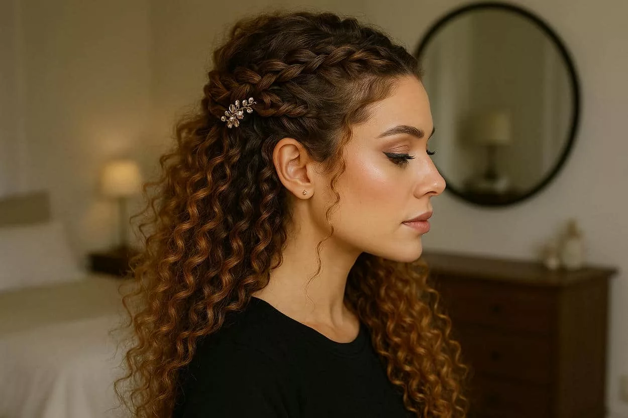 coiffure romantique half-up avec tresses