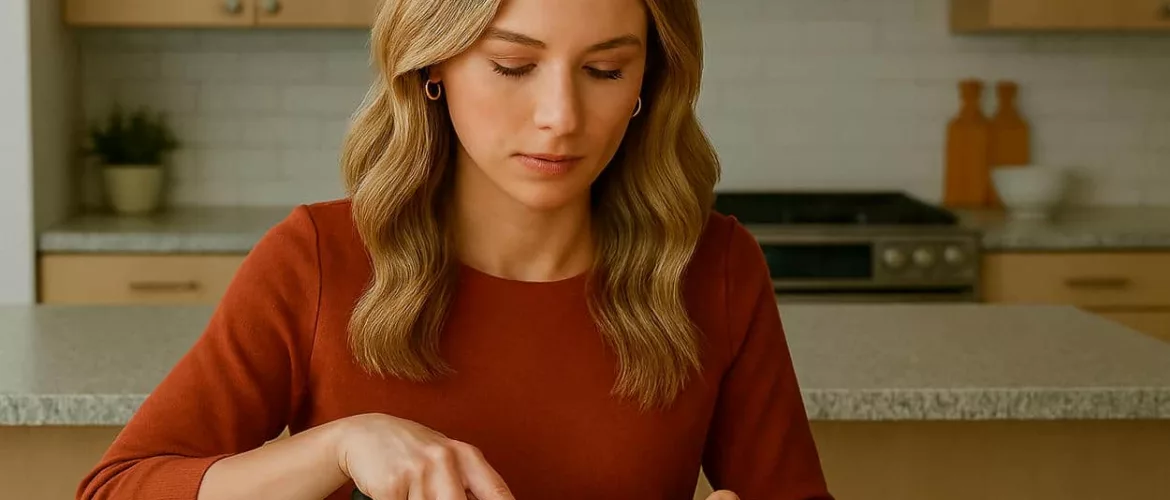 lived-in blond-femme dans la cuisine