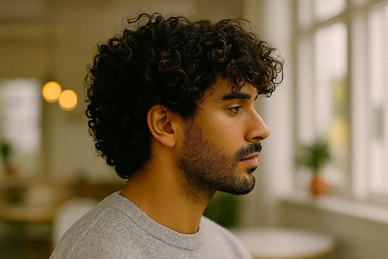 cheveux bouclés homme