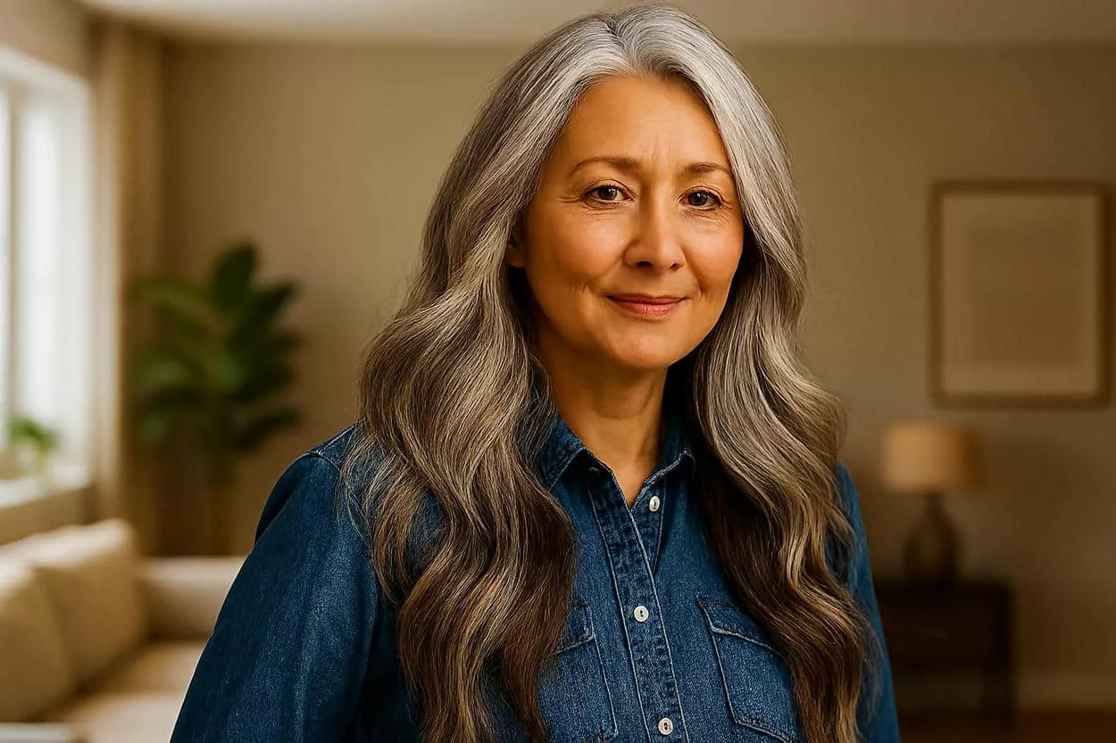 cheveux longs après 50 ans