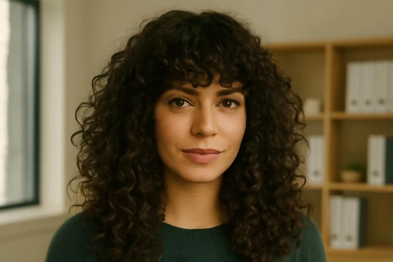 heavy fringe cheveux bouclés