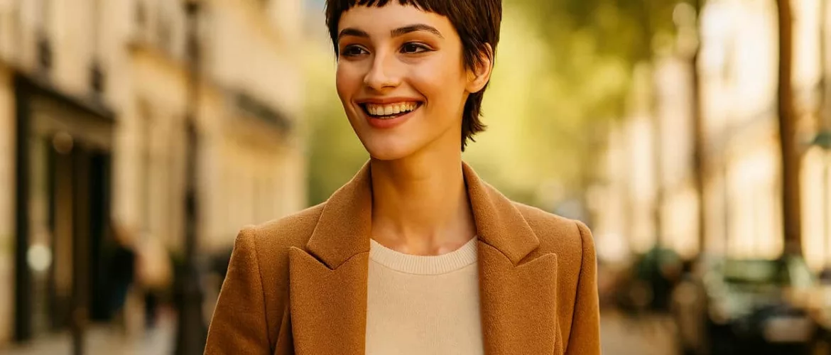 mixie cut femme souriante