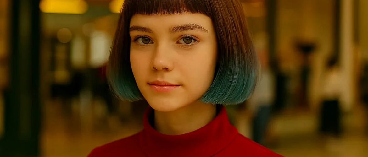 contraste coloré - micro-bob avec frange