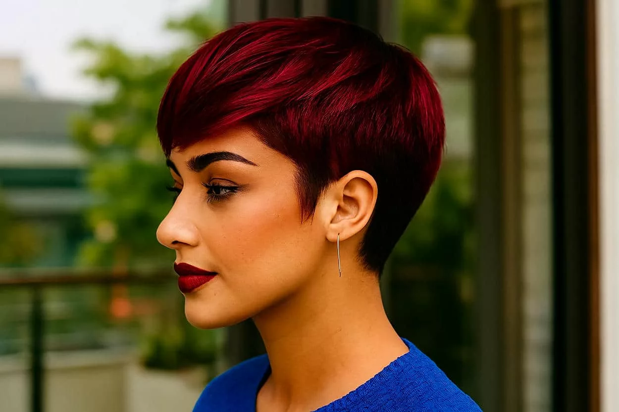 coupe boyish balayage cherry violet