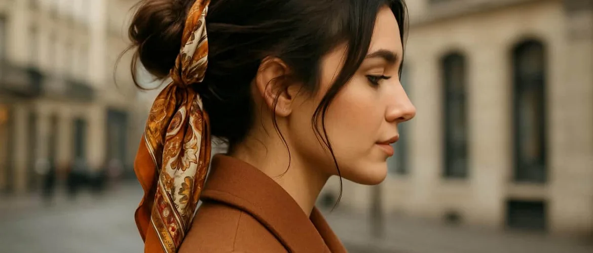 messy bun attaché avec foulard
