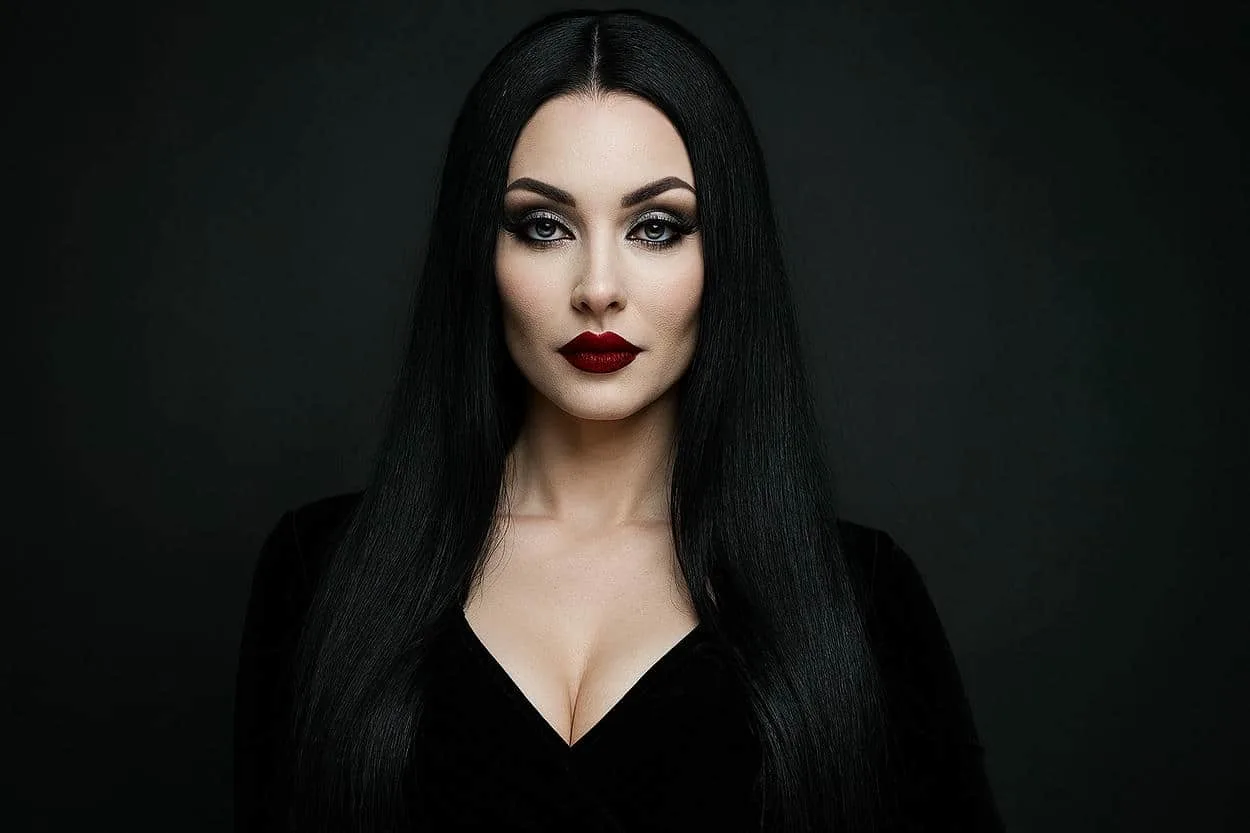 morticia hair femme gothique