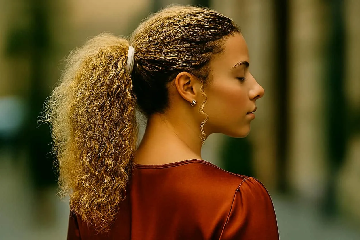 ponytail décontracté cheveux bouclés ponytail décontracté cheveux bouclés