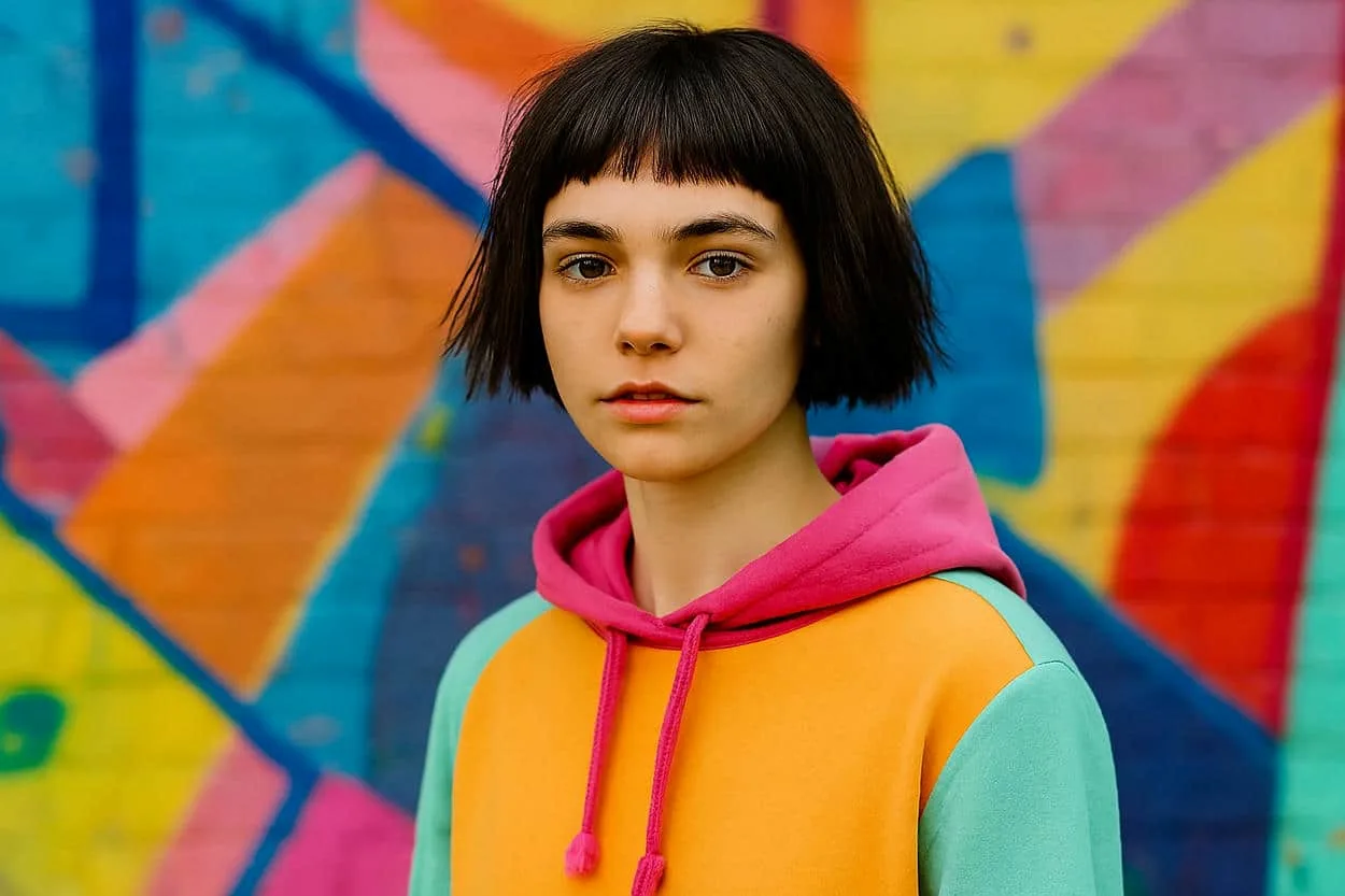razor cut micro-bob avec frange