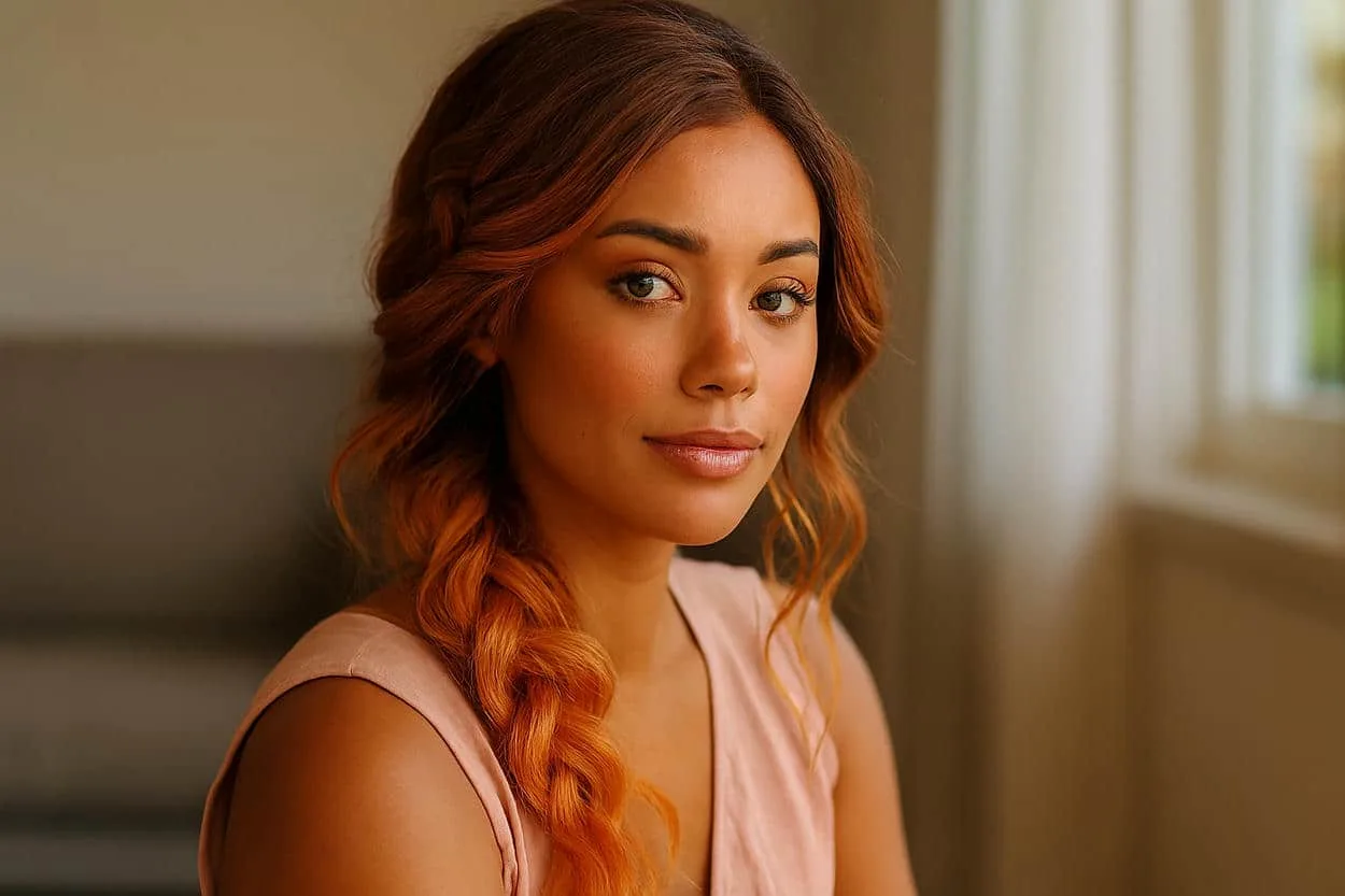 apricot hair dip-dye avec ondulations naturelles apricot hair dip-dye avec ondulations naturelles