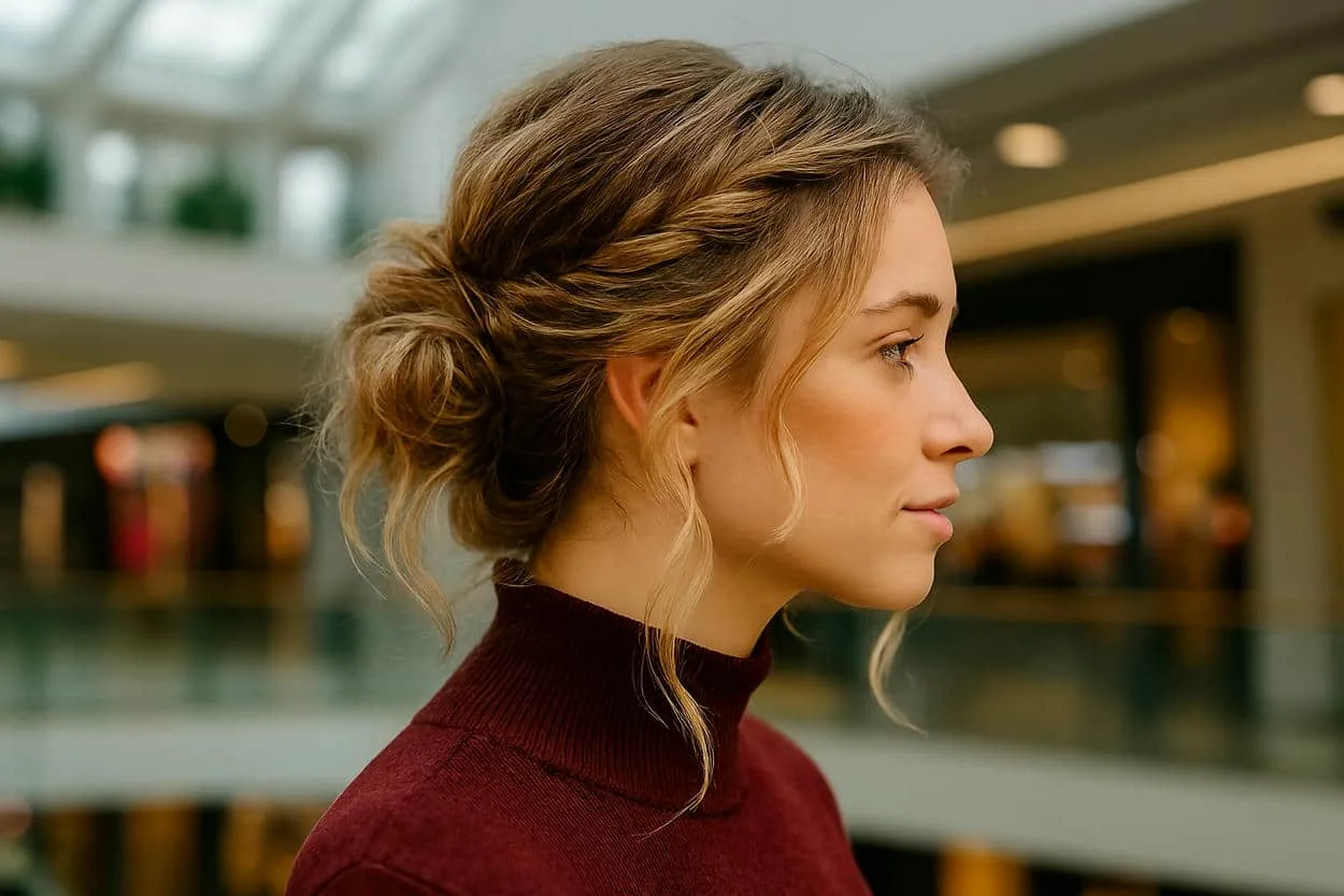 chignons flous coupe papillon sur cheveux longs