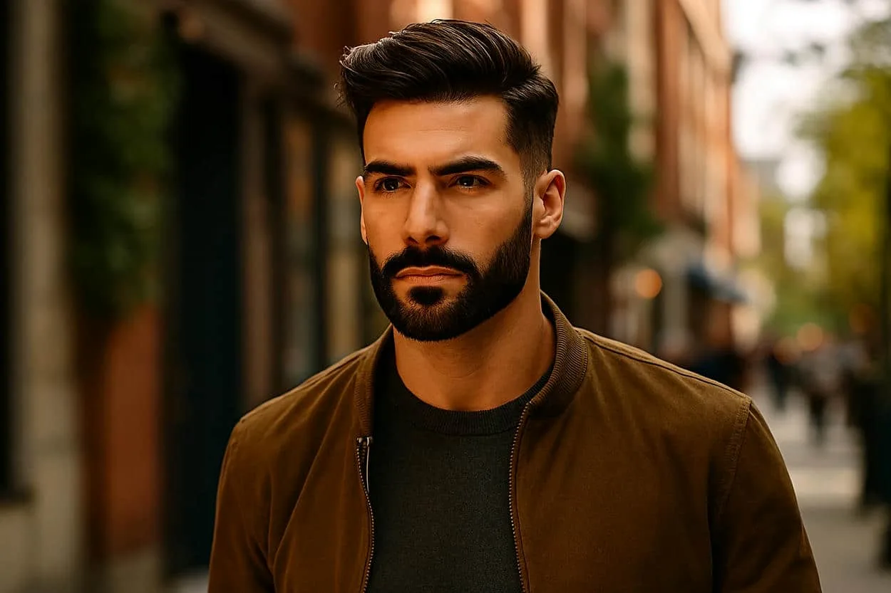 le menton glabre et parfaitement dessiné -rasage automnal