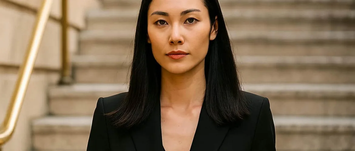 raie droite cheveux noirs