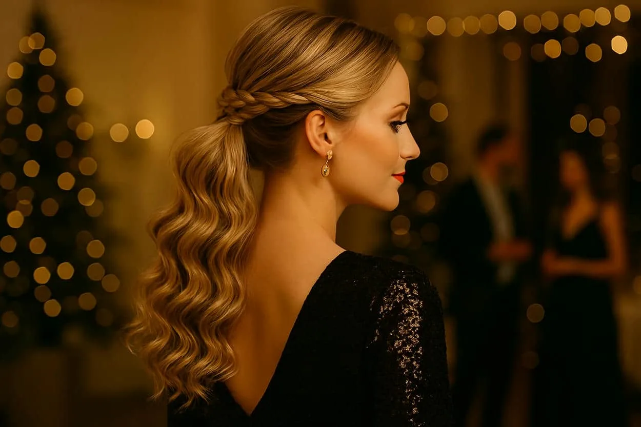 demi-attache bouclée nouvel an (blonde)