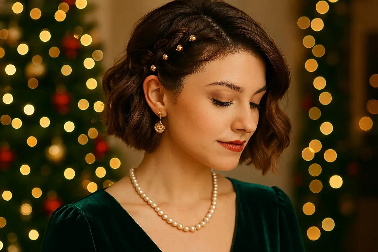 tresse bohème cheveux courts avec accessoires dorés