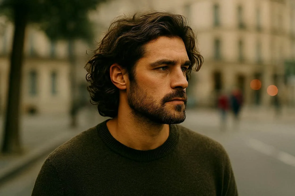 wavy naturel mi-long homme