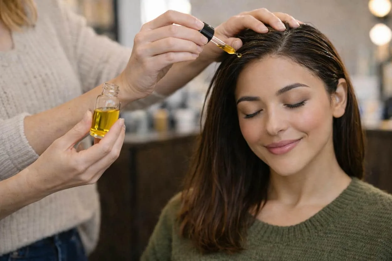 application huile naturelle (cheveux électriques en hiver