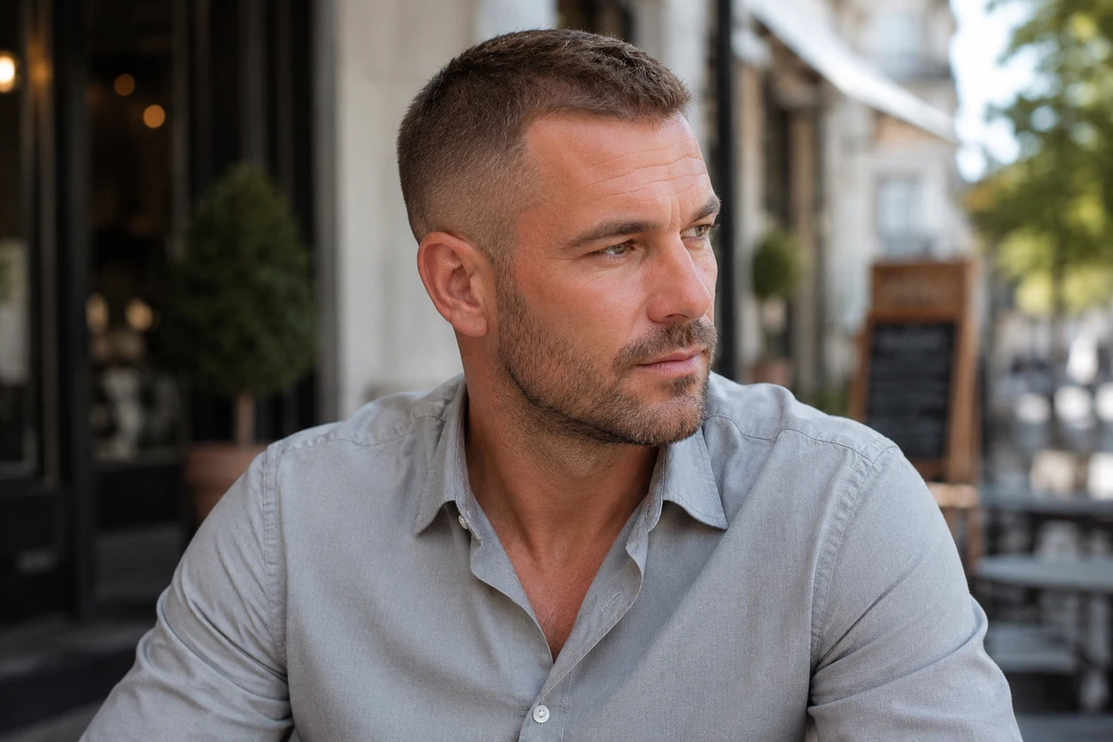 Le crew cut adapté-coupe homme et calvitie