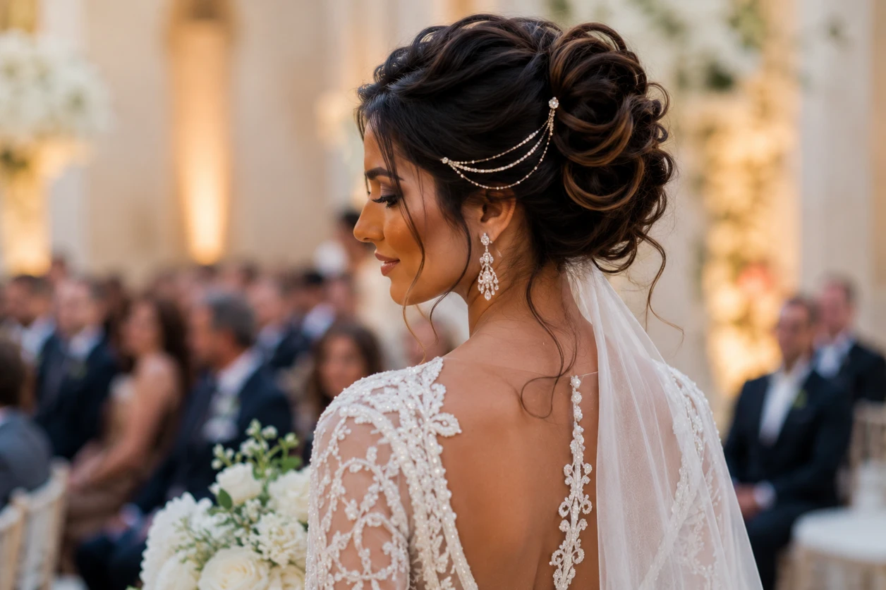 chignon infini avec chaîne latérale